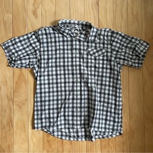 Mountain Khakis Black & White Plaid Short Sleeve Button Down Fishing Shirt Large